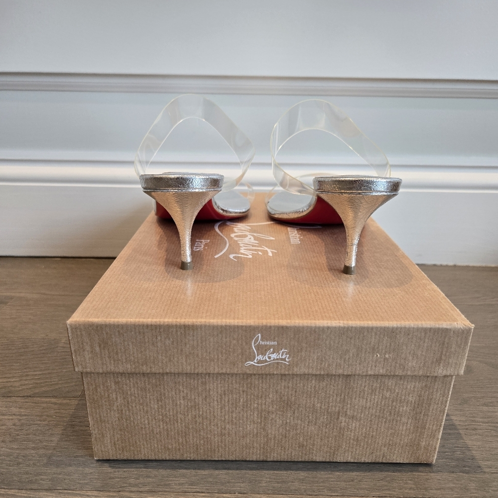 $845 Christian Louboutin Just Nothing 55mm Sandal Silver EU 39/38.5 US 9/8.5 NWT - Picture 7 of 12